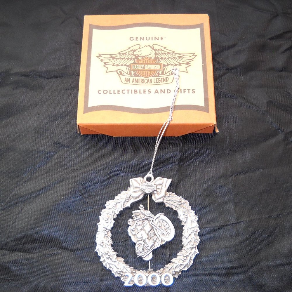 Vintage Harley Davidson 2000 Pewter Holiday Ornament "Cruisin Santa" MIB
